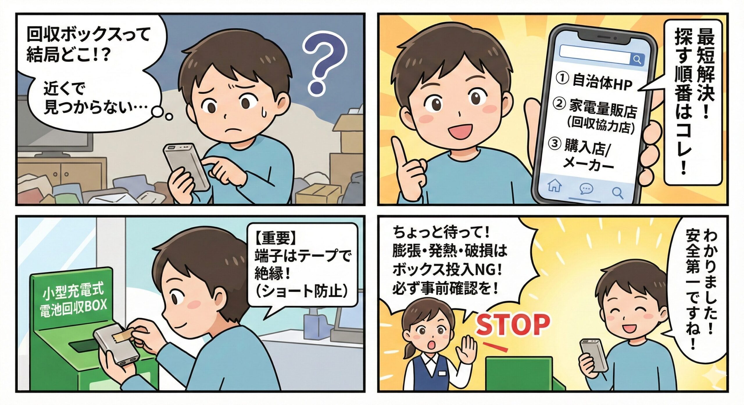 絶縁テープは端子（＋/−）の金属部分を覆う